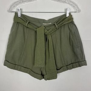 Billabong High-Rise Paper Bag Green 100% Cotton Shorts Size 27